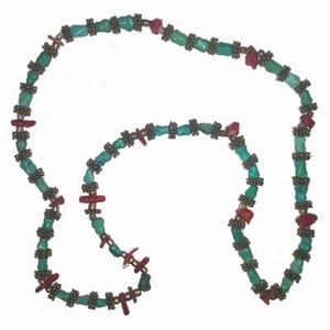 Necklace: real turquoise and real coral